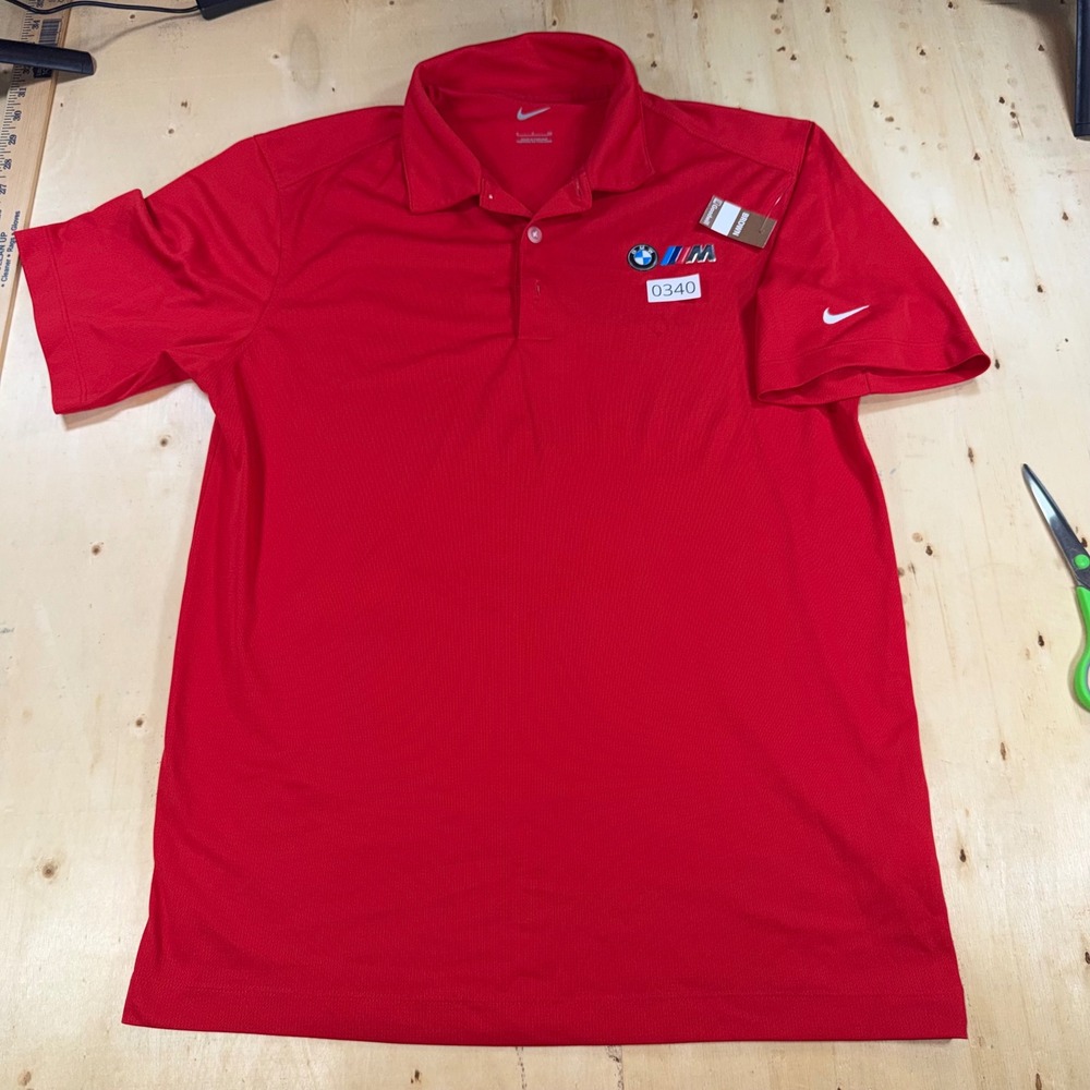 Nike Golf BMW M Performance Mens S Red Dri-FIT Polo Shirt Short Sleeve